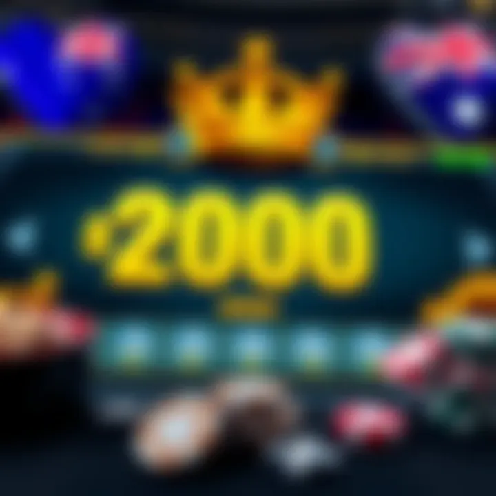 Illustration of bonus codes on a digital casino interface with Australian flag elements