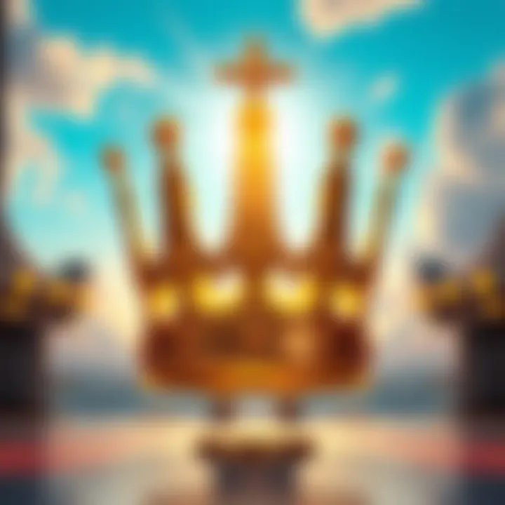 Illustration of a radiant crown symbolizing the concept of Skycrown with a glowing sky backdrop