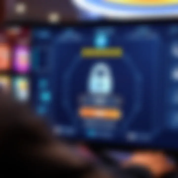 Secure login interface with digital security elements symbolizing safe account access
