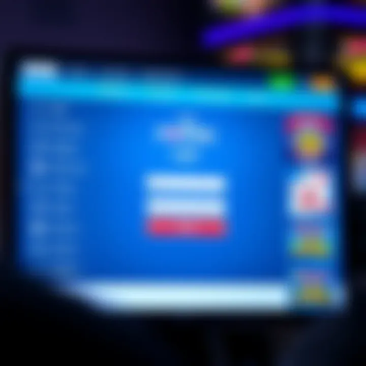 User interface of The Pokies Net platform showing login screen and navigation options