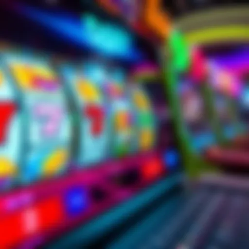 Colorful online slot machine reels with various symbols spinning on a digital casino interface