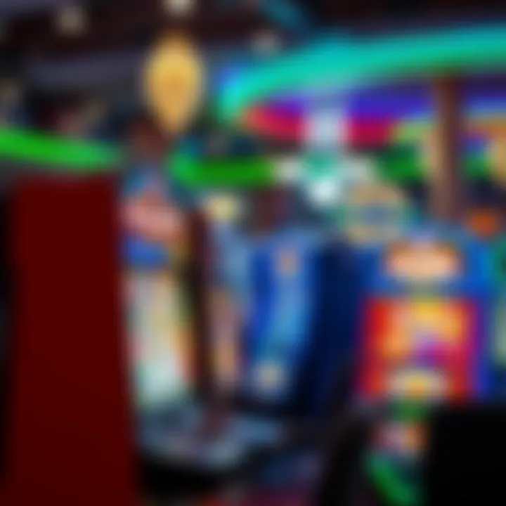 Electronic gaming machine with colorful lights in a lively Australian venue