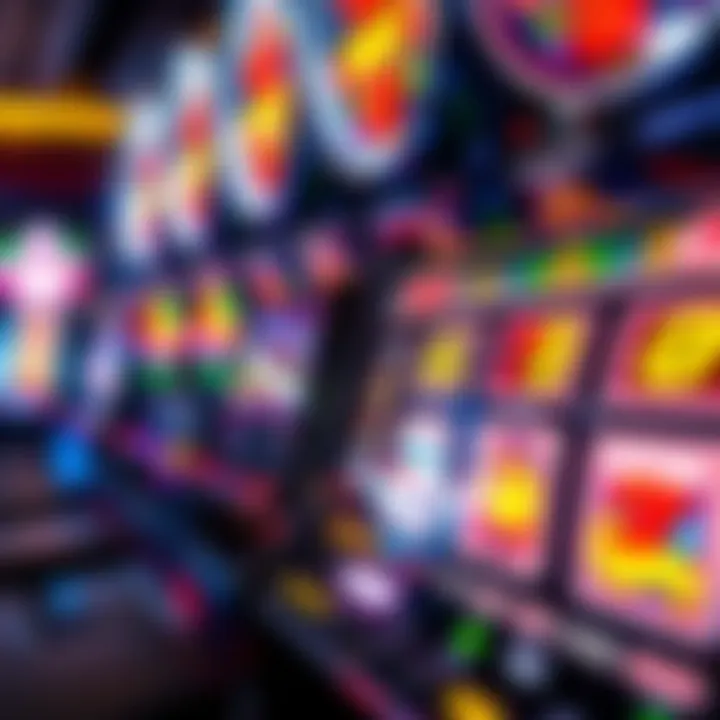 Close-up view of a modern pokies machine showcasing vibrant symbols and spinning reels