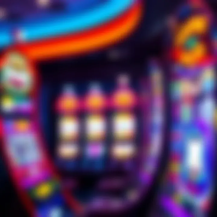 Close-up view of a popular Australian pokies machine with bright lights and colorful symbols