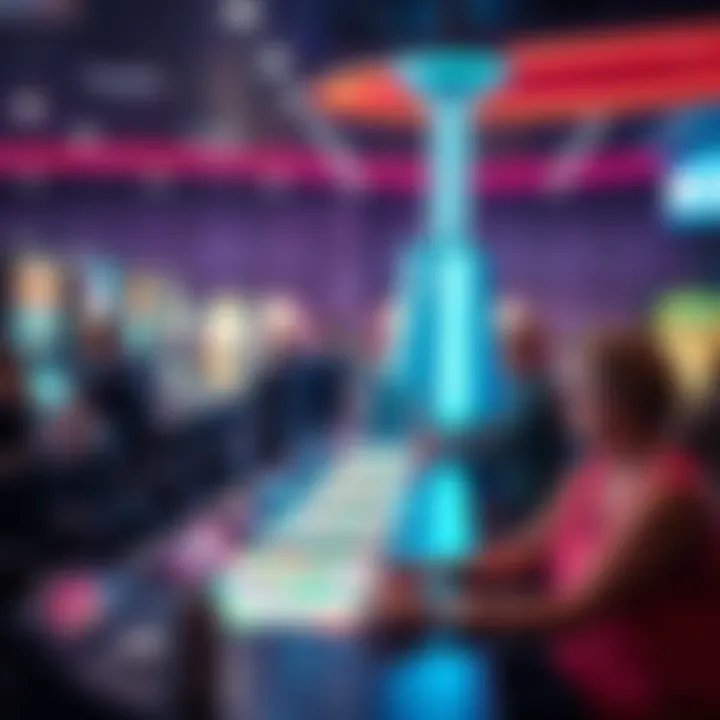 Illustration of community interaction around gambling venues highlighting social aspects