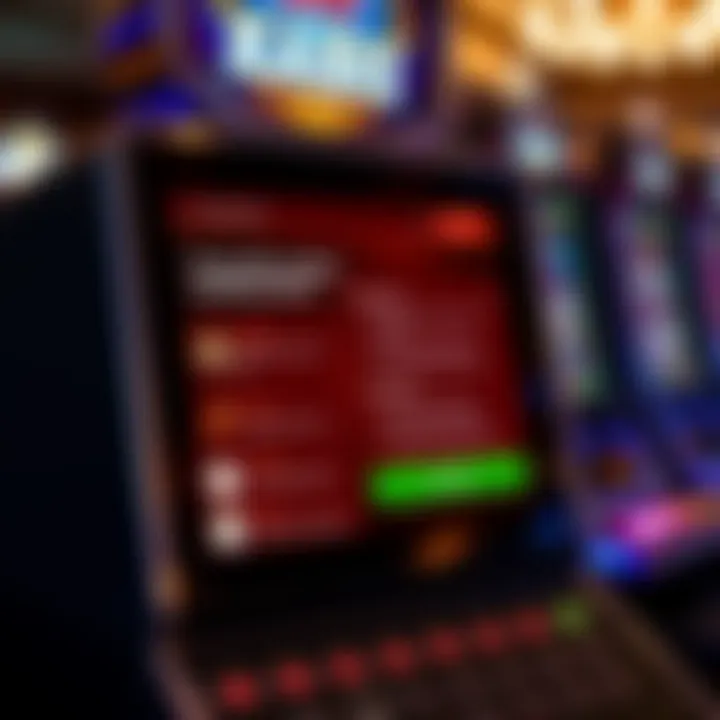 Illustration of a digital interface showing responsible gambling options on a pokies machine