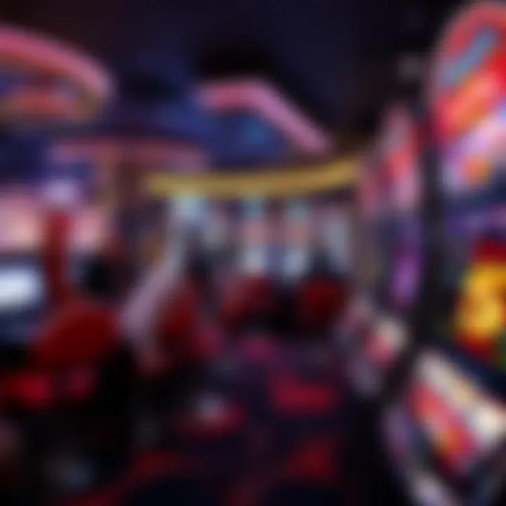 Live Pokies Entertainment Venues Across Australia A view of a lively Australian casino floor with various live pokies machines and players engaged