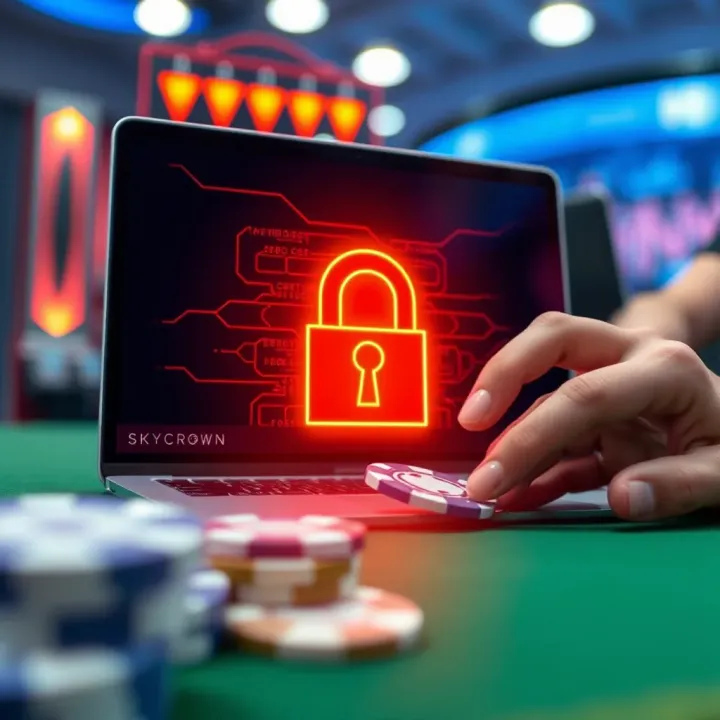 Security Measures for Protecting SkyCrown Information Visual representation of cybersecurity and data protection surrounding an online account