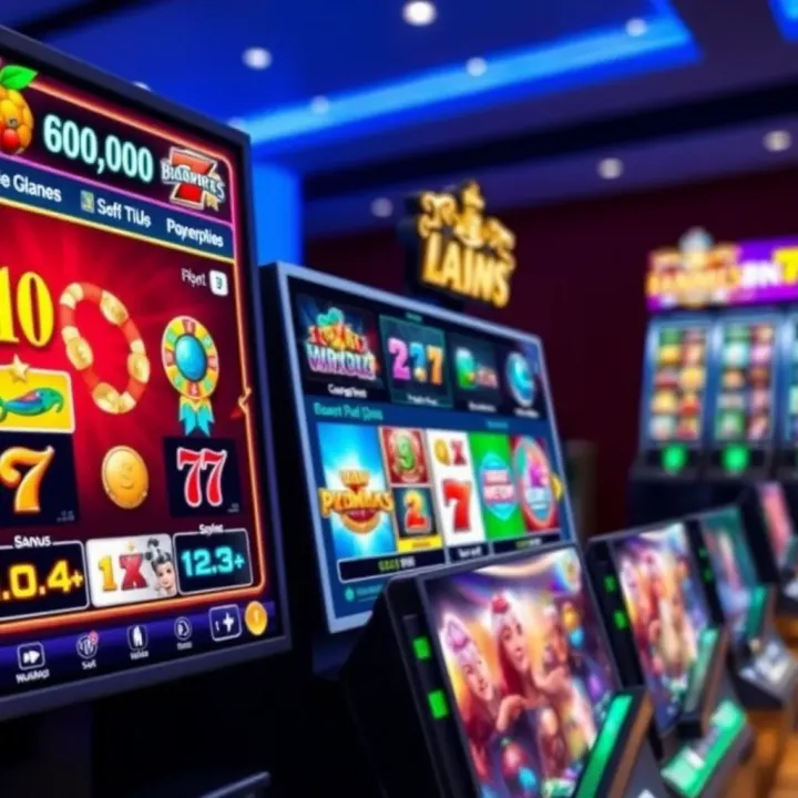 Colorful online casino interface displaying a variety of slot games and betting options
