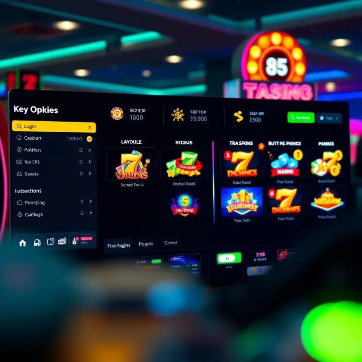 Dashboard of pokies platform displaying various game options and user account features