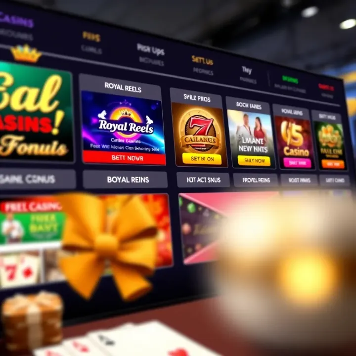 Digital interface showing various casino bonuses and offers available to players