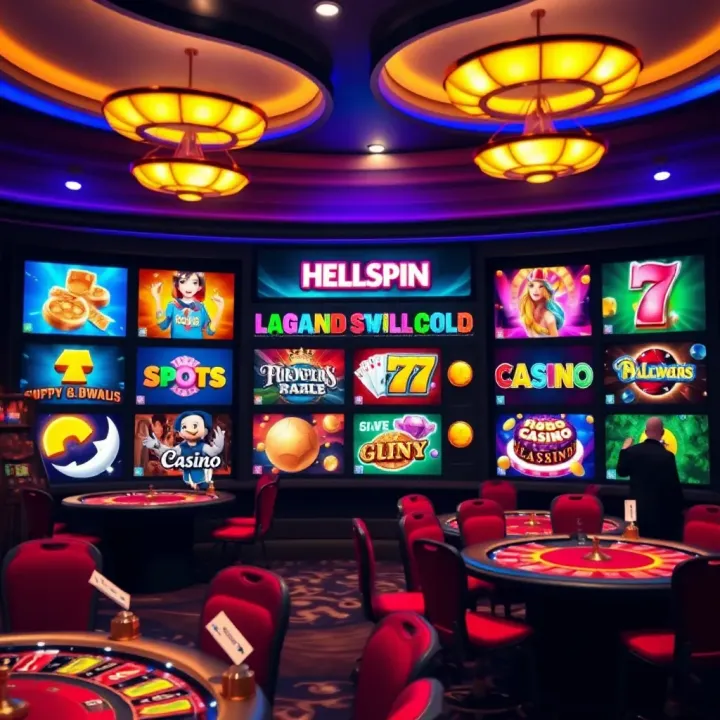 Colorful interface showcasing diverse casino games including slots and tables