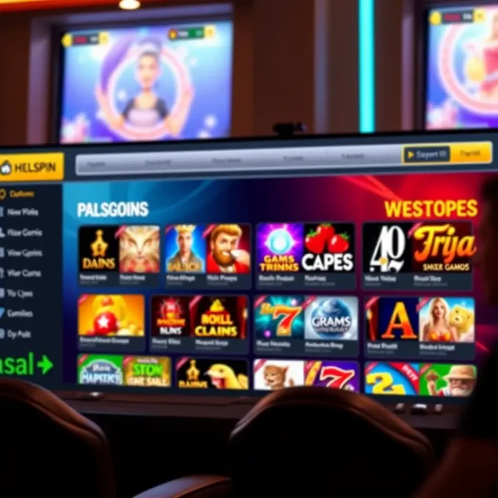 Dashboard view highlighting navigation options and game categories available on Hellspin Casino platform