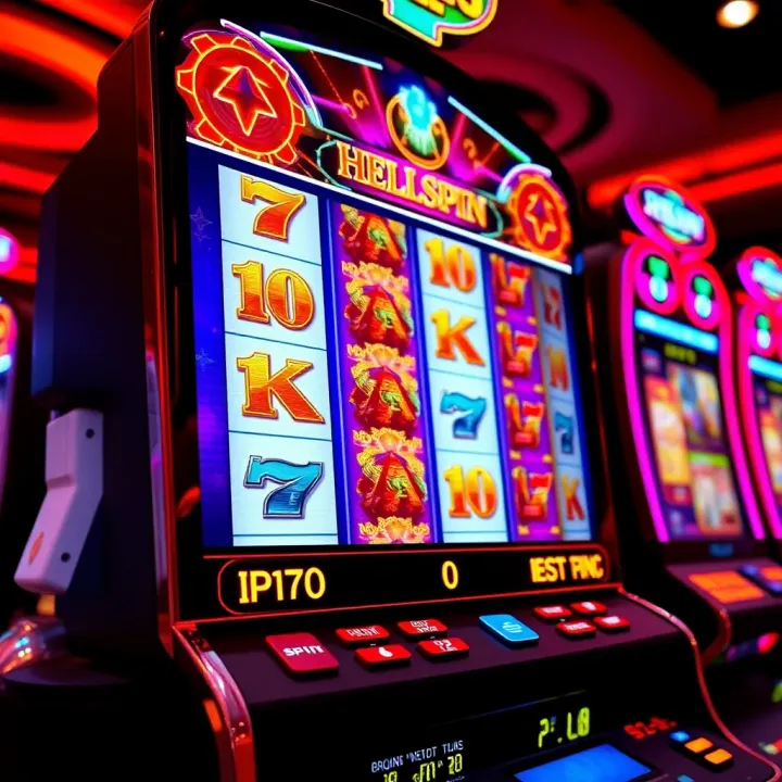 Exciting digital slot machine with vibrant symbols glowing on the screen