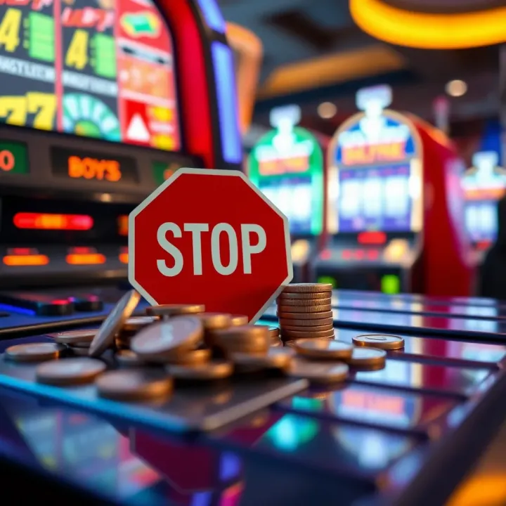 Illustration showing safe money management and responsible play concepts with coins and a stop sign