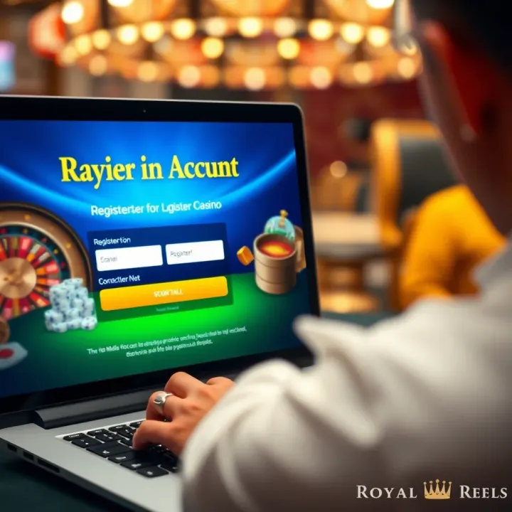 Royal Reels casino website registration page with form fields