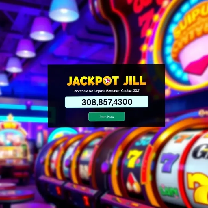 Jackpot Jill Casino Bonus Code Entry and Gameplay Interface Illustration of a vibrant casino interface showing bonus code entry and spinning reels