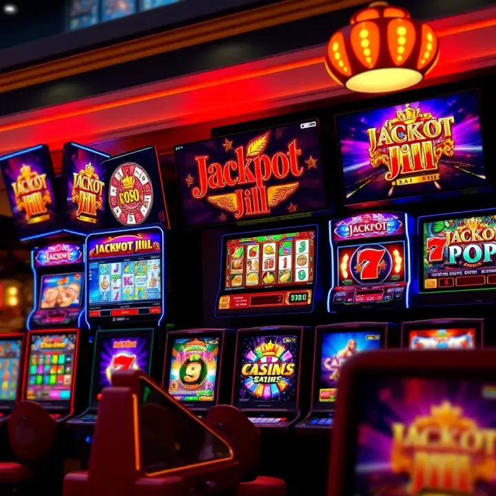 Selection of popular casino games available at Jackpot Jill including slots and table games