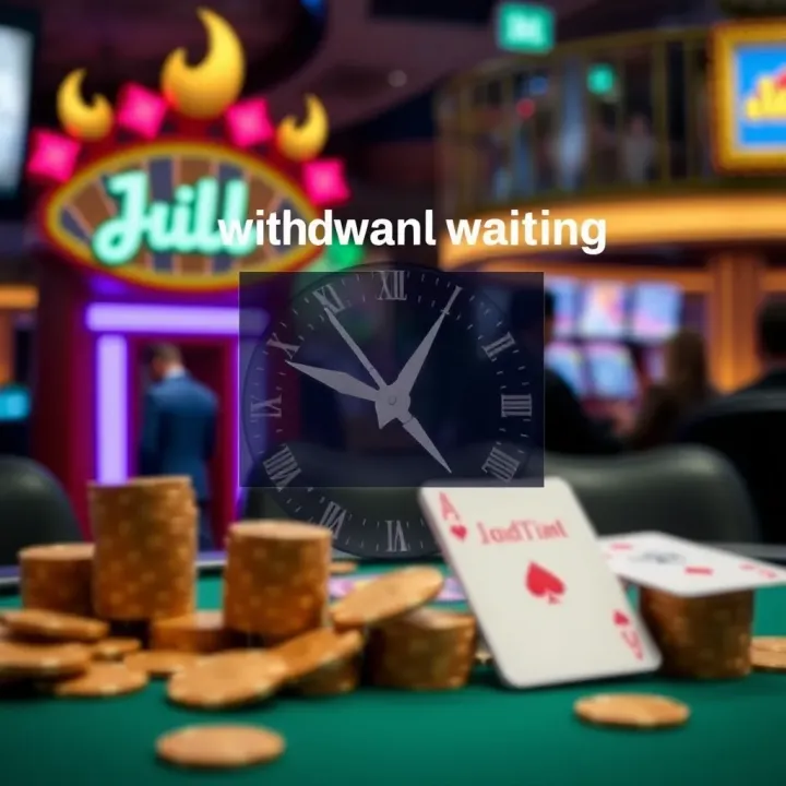 Visual Representation of Withdrawal Waiting Periods on Jackpot Jill Graphic showing clock and currency symbols highlighting withdrawal waiting times