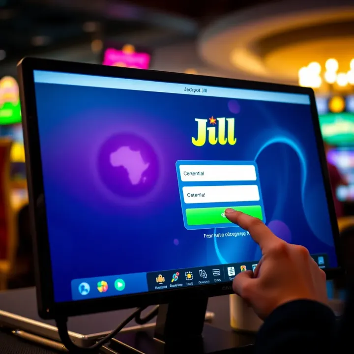 User entering credentials on Jackpot Jill online casino login screen