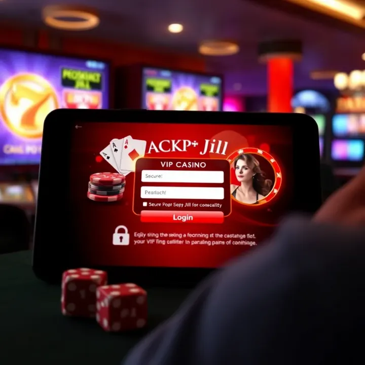 Secure login interface of Jackpot Jill VIP Casino on a digital device