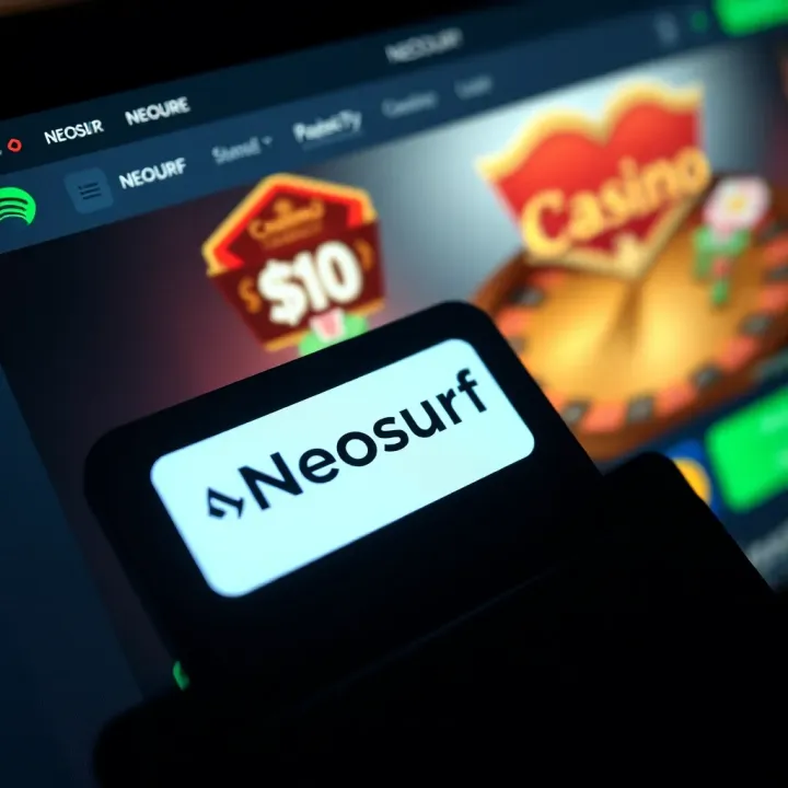 Close-up of a digital wallet displaying Neosurf payment option on a casino website