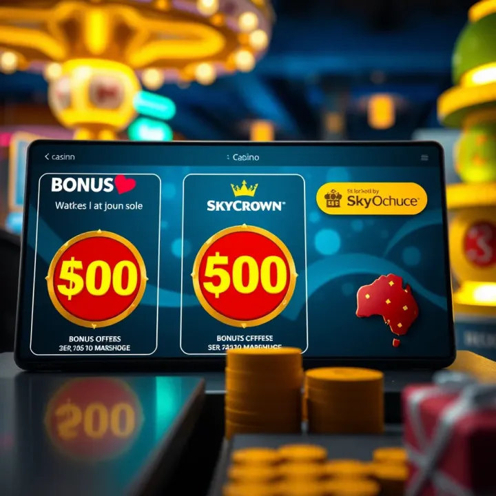 Conceptual graphic showing comparison of online casino platforms with highlighted bonus offers