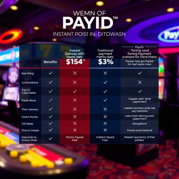 Comparison chart highlighting benefits of PayID versus traditional payment methods for online pokies