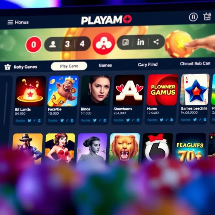 User-friendly interface showing game categories and navigation options on the Playamo app