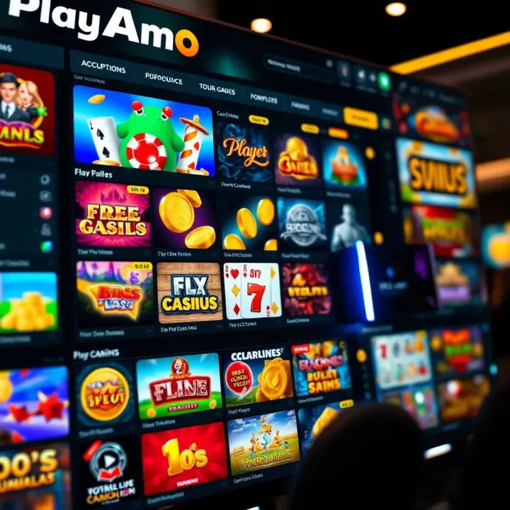 Colorful online casino interface showcasing a wide variety of slot games and live casino options