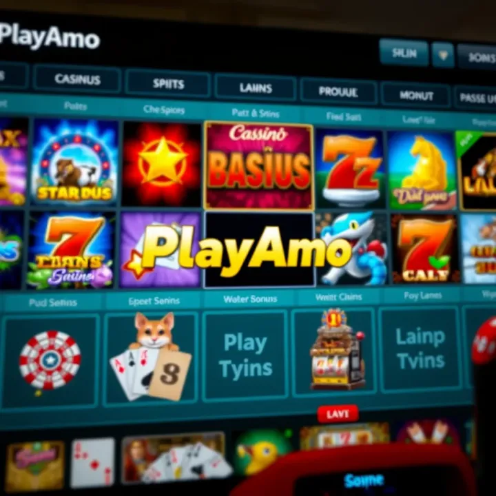 Diverse casino game icons on a digital interface showcasing slot machines and card games