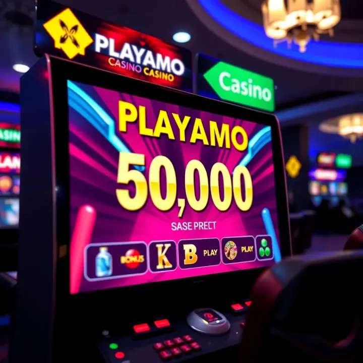A vibrant casino screen showing bonus credits available for play