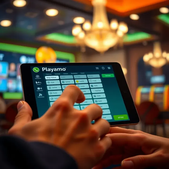 User engaging with Playamo casino payment options on a digital device