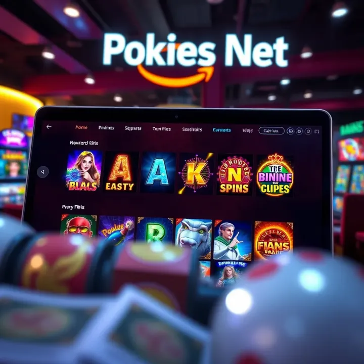 Online pokies platform interface showing a variety of slot games with vibrant graphics