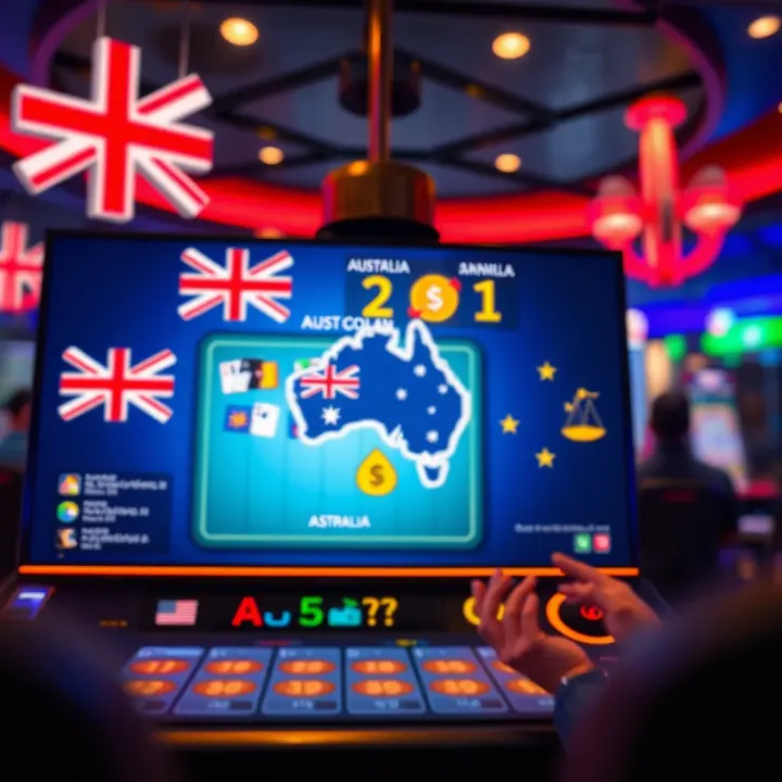 Illustration of a secure online casino platform with Australian symbols and legal compliance icons