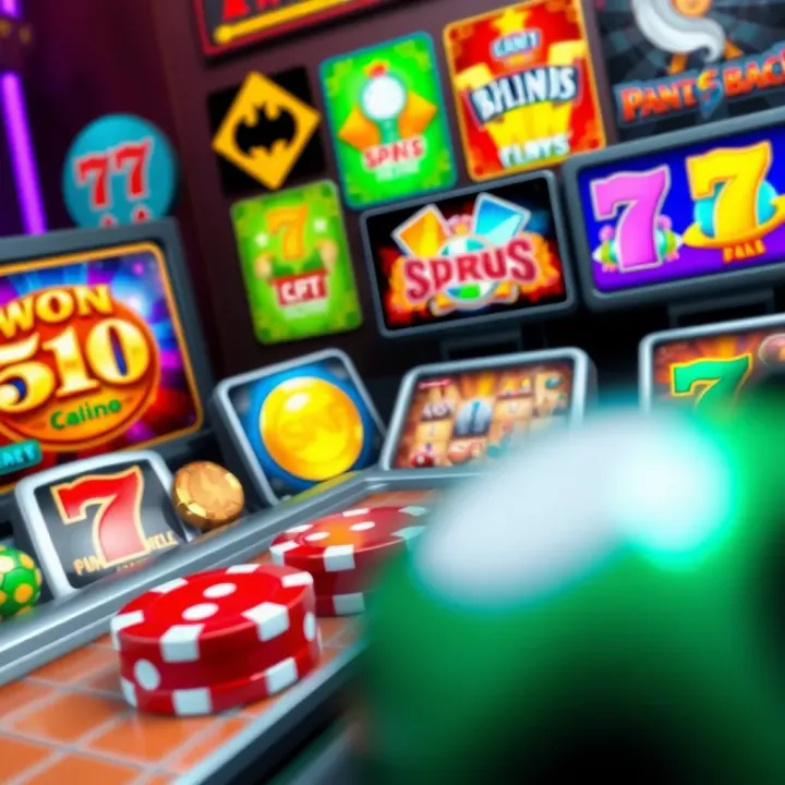 Colorful casino game icons representing diverse slots and table games