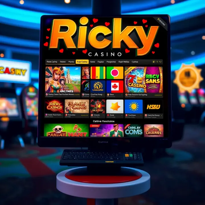 Variety of online casino games and payment methods displayed on screen