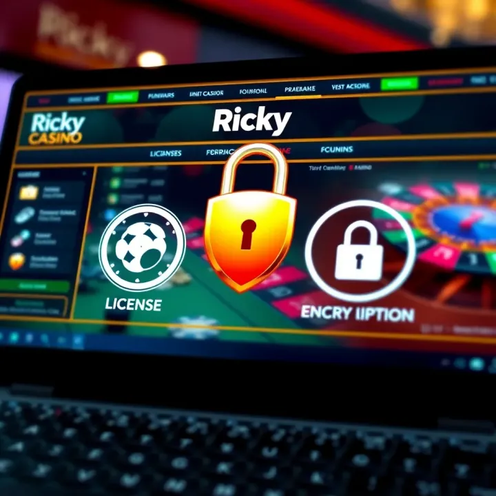 Secure online casino interface showing verified license and encryption symbols