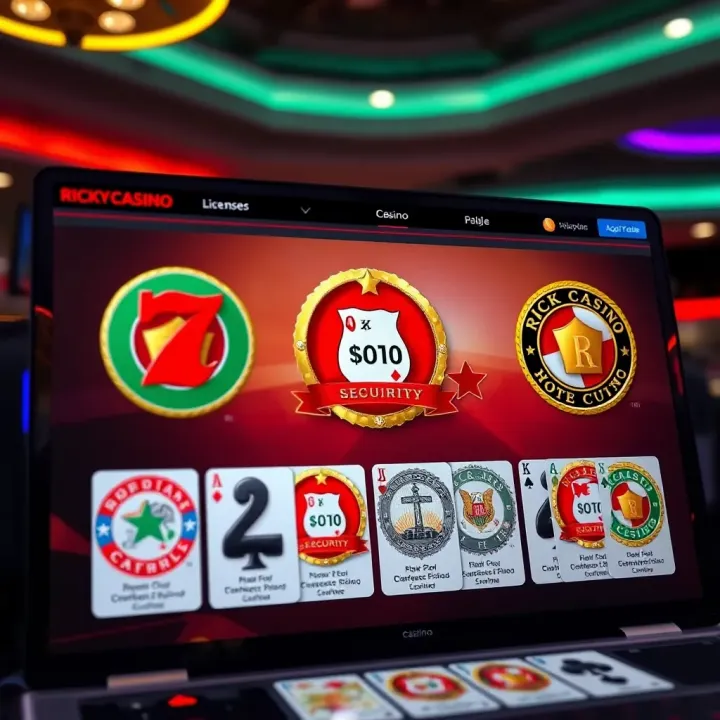 Secure online casino interface showing licensing and security badges