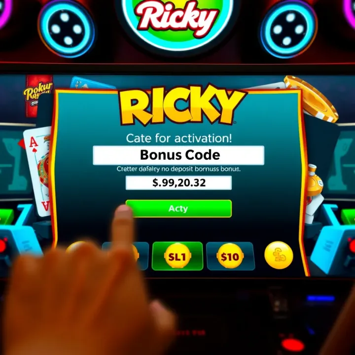Online casino interface showing bonus code entry and notification of no deposit bonus activation