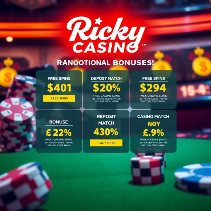 Illustration showing various promotional casino bonuses such as free spins and deposit match offers