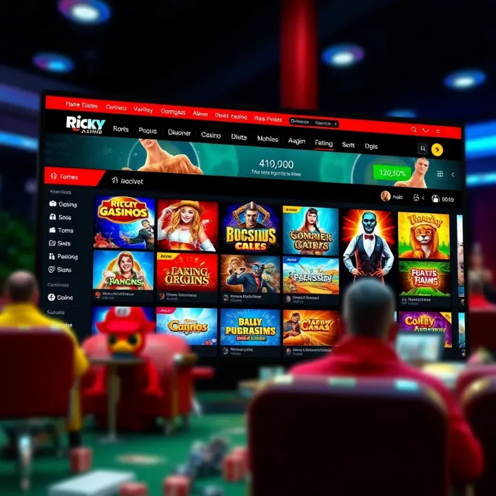 Screenshot of Ricky Casino homepage featuring game selection for Australian players