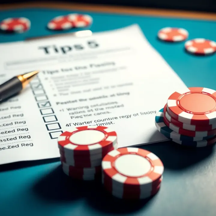 Checklist and casino tokens representing wagering requirement tips
