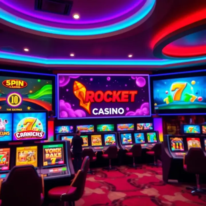A vibrant digital casino interface showcasing a variety of slot games and betting options