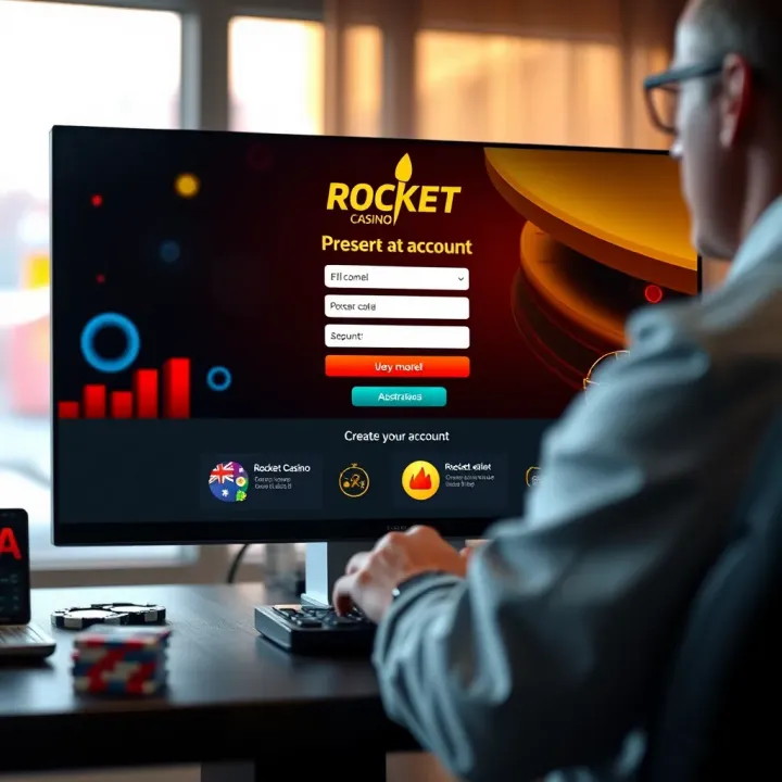 User creating an account on Rocket Casino website with clear registration fields