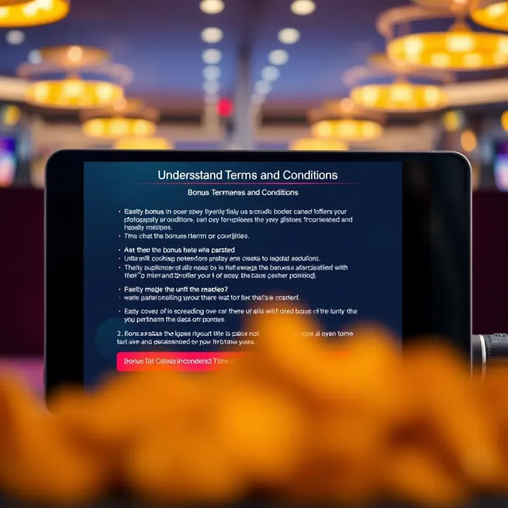 Understanding Bonus Terms and Conditions at RocketPlay Illustration of a digital casino interface showing bonus terms and conditions on a screen