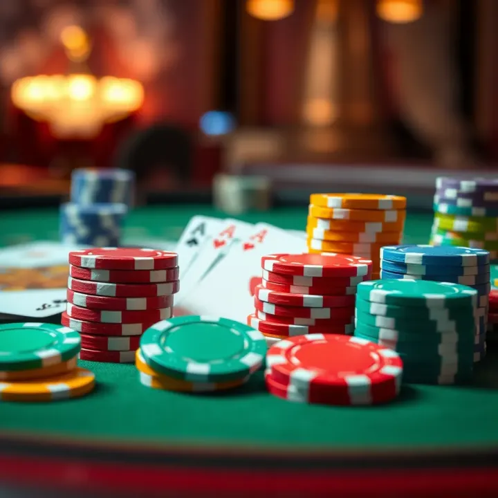 Colorful casino chips and cards representing various bonus options at an online casino