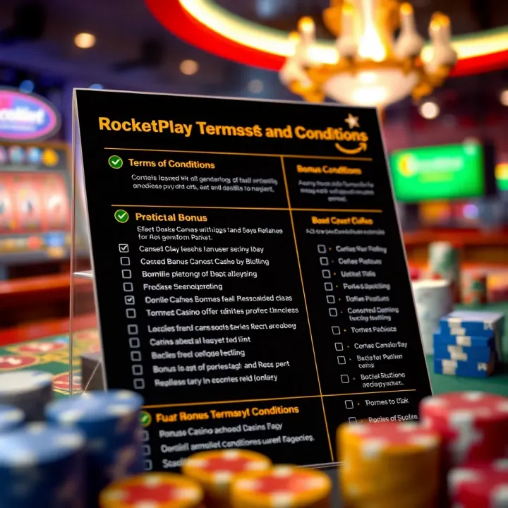 Graphic showing a checklist of bonus terms and conditions for online casino offers