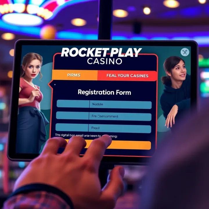 User entering details on a digital registration form for online casino access
