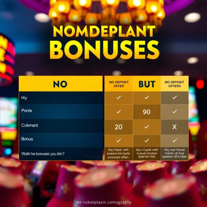 Graphic showing comparison of no deposit offers with other promotional bonuses on RocketPlay platform